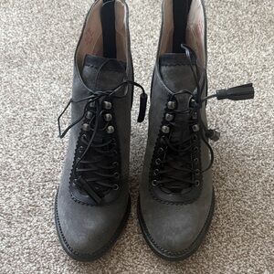 Plenty by Tracy Reese Gray Lace-Up Ankle Boots
